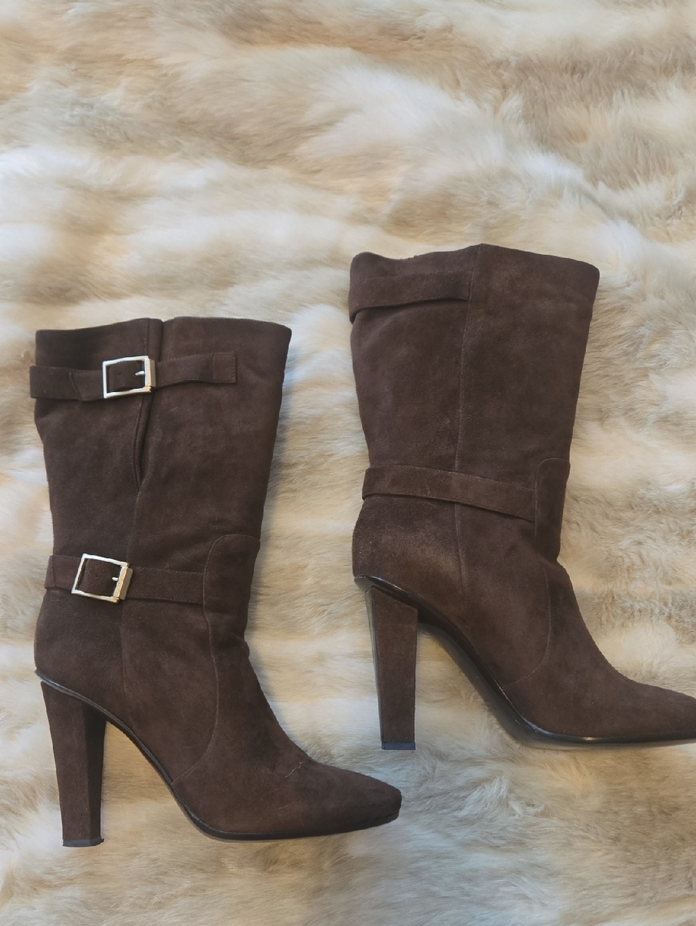 Jimmy Choo Dark Brown Suede Mid-Calf Heeled Boots